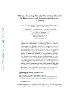 Machine Learning-Friendly Biomedical Datasets for Equivalence and
  Subsumption Ontology Matching