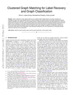 Clustered Graph Matching for Label Recovery and Graph Classification