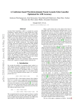 A Conformer-based Waveform-domain Neural Acoustic Echo Canceller
  Optimized for ASR Accuracy