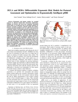 DULA and DEBA: Differentiable Ergonomic Risk Models for Postural
  Assessment and Optimization in Ergonomically Intelligent pHRI