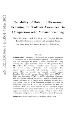Reliability of Robotic Ultrasound Scanning for Scoliosis Assessment in
  Comparison with Manual Scanning