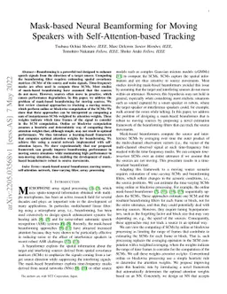 Mask-based Neural Beamforming for Moving Speakers with
  Self-Attention-based Tracking