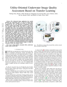 Utility-Oriented Underwater Image Quality Assessment Based on Transfer
  Learning