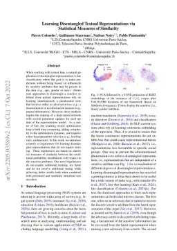 Learning Disentangled Textual Representations via Statistical Measures
  of Similarity