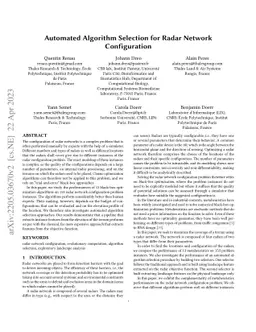 Automated Algorithm Selection for Radar Network Configuration