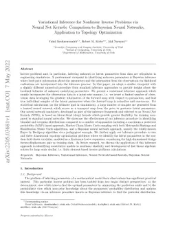Variational Inference for Nonlinear Inverse Problems via Neural Net
  Kernels: Comparison to Bayesian Neural Networks, Application to Topology
  Optimization