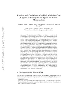 Finding and Optimizing Certified, Collision-Free Regions in
  Configuration Space for Robot Manipulators