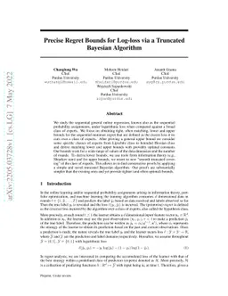 Precise Regret Bounds for Log-loss via a Truncated Bayesian Algorithm