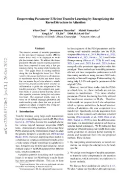 Empowering parameter-efficient transfer learning by recognizing the
  kernel structure in self-attention