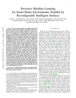 Pervasive Machine Learning for Smart Radio Environments Enabled by
  Reconfigurable Intelligent Surfaces