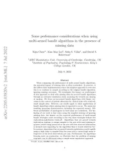 Some performance considerations when using multi-armed bandit algorithms
  in the presence of missing data