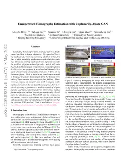 Unsupervised Homography Estimation with Coplanarity-Aware GAN