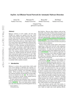 SeqNet: An Efficient Neural Network for Automatic Malware Detection