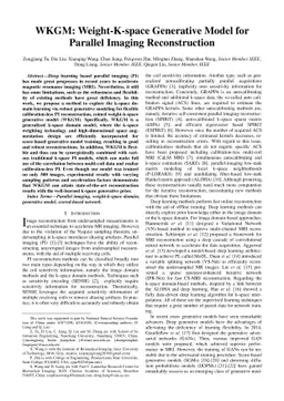 WKGM: Weight-K-space Generative Model for Parallel Imaging
  Reconstruction