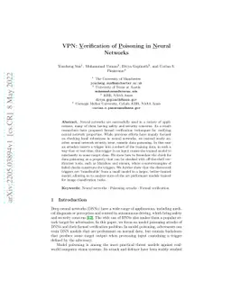 VPN: Verification of Poisoning in Neural Networks