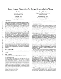 Cross-lingual Adaptation for Recipe Retrieval with Mixup