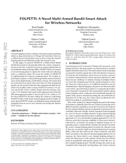 FOLPETTI: A Novel Multi-Armed Bandit Smart Attack for Wireless Networks