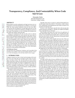 Transparency, Compliance, And Contestability When Code Is(n't) Law