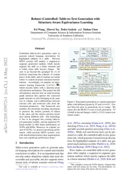 Robust (Controlled) Table-to-Text Generation with Structure-Aware
  Equivariance Learning