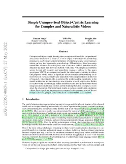 Simple Unsupervised Object-Centric Learning for Complex and Naturalistic
  Videos