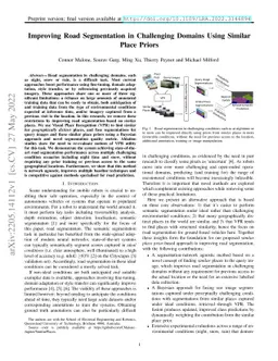 Improving Road Segmentation in Challenging Domains Using Similar Place
  Priors