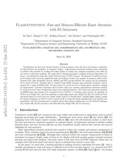 FlashAttention: Fast and Memory-Efficient Exact Attention with
  IO-Awareness