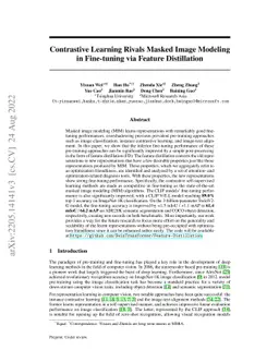 Contrastive Learning Rivals Masked Image Modeling in Fine-tuning via
  Feature Distillation