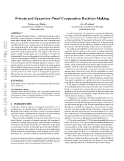 Private and Byzantine-Proof Cooperative Decision-Making