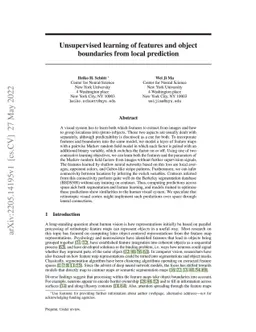 Unsupervised learning of features and object boundaries from local
  prediction