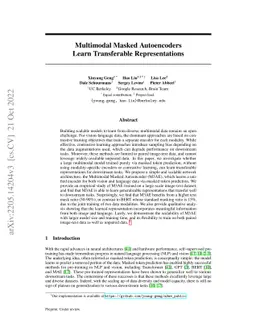 Multimodal Masked Autoencoders Learn Transferable Representations