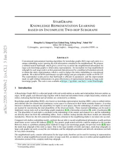 StarGraph: Knowledge Representation Learning based on Incomplete Two-hop
  Subgraph