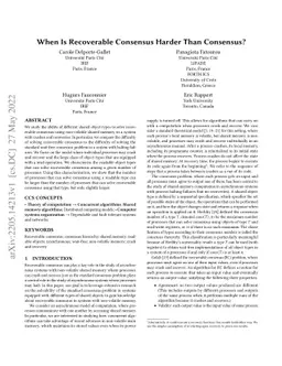 When Is Recoverable Consensus Harder Than Consensus?