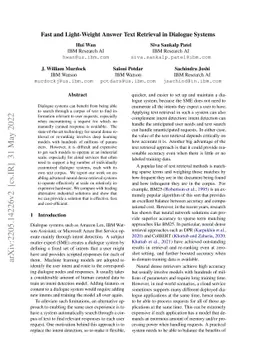 Fast and Light-Weight Answer Text Retrieval in Dialogue Systems