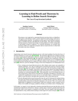 Learning to Find Proofs and Theorems by Learning to Refine Search
  Strategies: The Case of Loop Invariant Synthesis