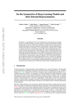 On the Symmetries of Deep Learning Models and their Internal
  Representations