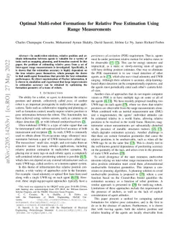 Optimal Multi-robot Formations for Relative Pose Estimation Using Range
  Measurements