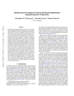 Reinforcement Learning for Branch-and-Bound Optimisation using
  Retrospective Trajectories