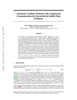 Stochastic Gradient Methods with Compressed Communication for
  Decentralized Saddle Point Problems
