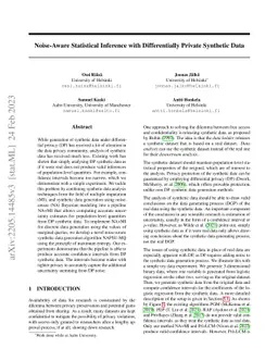Noise-Aware Statistical Inference with Differentially Private Synthetic
  Data