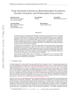 Task-Agnostic Continual Reinforcement Learning: Gaining Insights and
  Overcoming Challenges