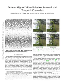 Feature-Aligned Video Raindrop Removal with Temporal Constraints
