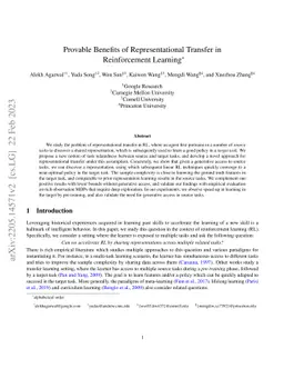 Provable Benefits of Representational Transfer in Reinforcement Learning