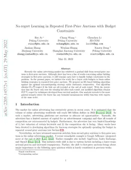 No-regret Learning in Repeated First-Price Auctions with Budget
  Constraints