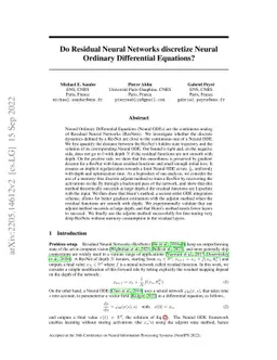 Do Residual Neural Networks discretize Neural Ordinary Differential
  Equations?