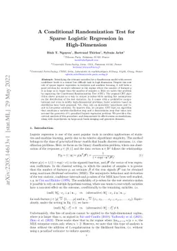 A Conditional Randomization Test for Sparse Logistic Regression in
  High-Dimension