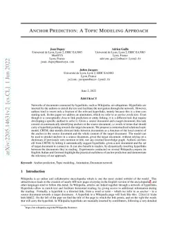 Anchor Prediction: A Topic Modeling Approach