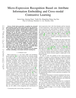 Micro-Expression Recognition Based on Attribute Information Embedding
  and Cross-modal Contrastive Learning