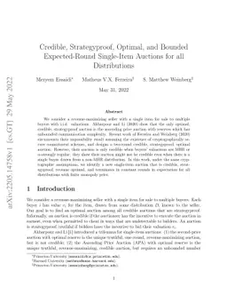 Credible, Strategyproof, Optimal, and Bounded Expected-Round Single-Item
  Auctions for all Distributions