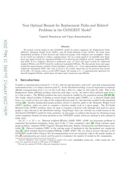 Near Optimal Bounds for Replacement Paths and Related Problems in the
  CONGEST Model