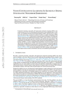 Your Contrastive Learning Is Secretly Doing Stochastic Neighbor
  Embedding